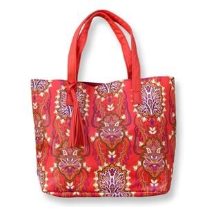 New Red Faux Leather Paisley Bag